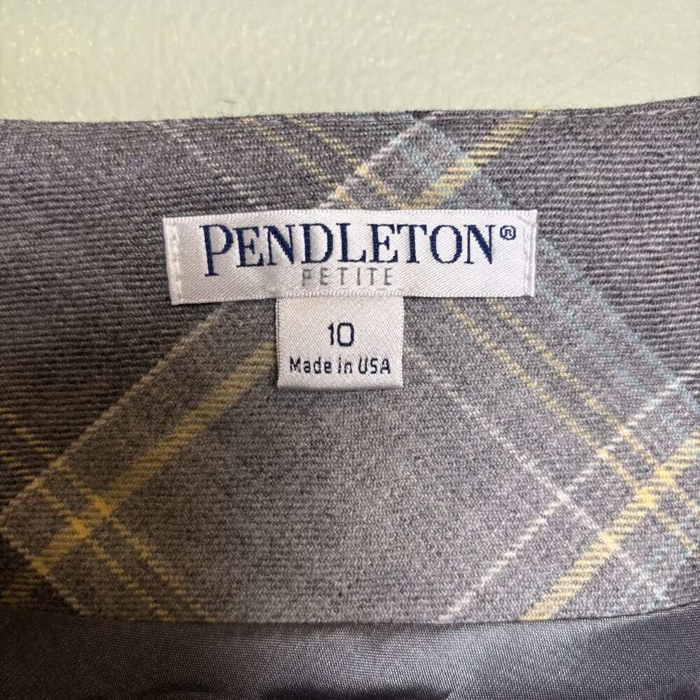 Pendleton Gray Plaid A-Line Skirt with Waist Tie - Picture 6 of 12